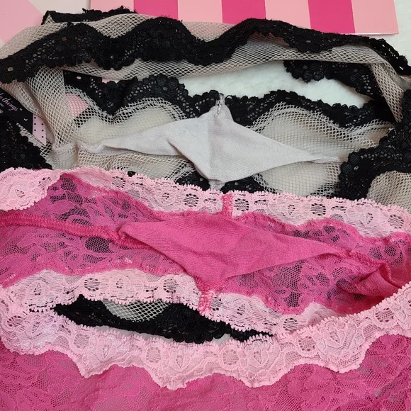 VTG VS Sexy Little Things 2pk Sheer Mesh Lace Classic Cheeky Panties Size Lg - Picture 4 of 7